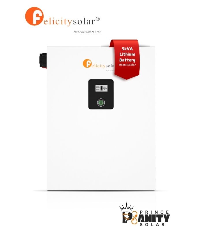 Prince Sanity Solar - Affordable 5KWH Felicity Solar Batteries at the lowest wholesale price in Nigeria with nationwide delivery.