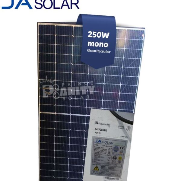 Most Affordable 250W Mono JA Solar Panels in Nigeria at Prince Sanity Solar with Nationwide Delivery and flexible payment plans