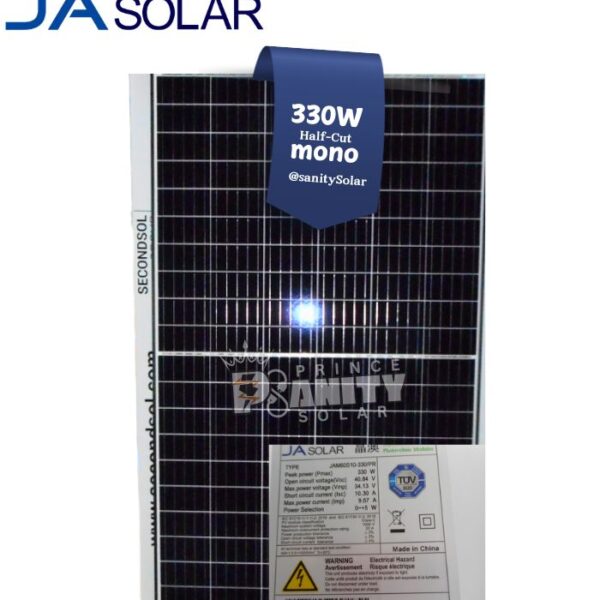 Most Affordable 330W HC Mono JA Solar Panels in Nigeria at Prince Sanity Solar with Nationwide Delivery and flexible payment plans