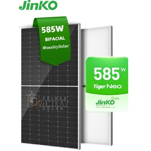 Prince Sanity Solar - Most Affordable 585W Bifacial Jinko Solar Panel in Nigeria with nationwide delivery and flexible payment plans